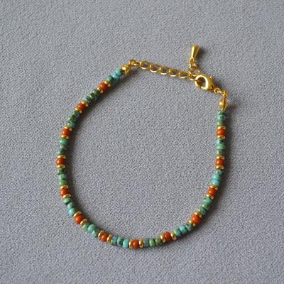 Retro Japanese Maillard Beaded Picasso Oil Painting Style Stacking Bracelet for Women