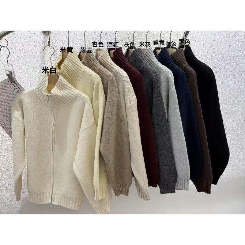 

Однотонный свитер-водолазка на молнии, женская одежда, осень и зима, новый свободный укороченный вязаный кардиган с утолщением One size чёрный