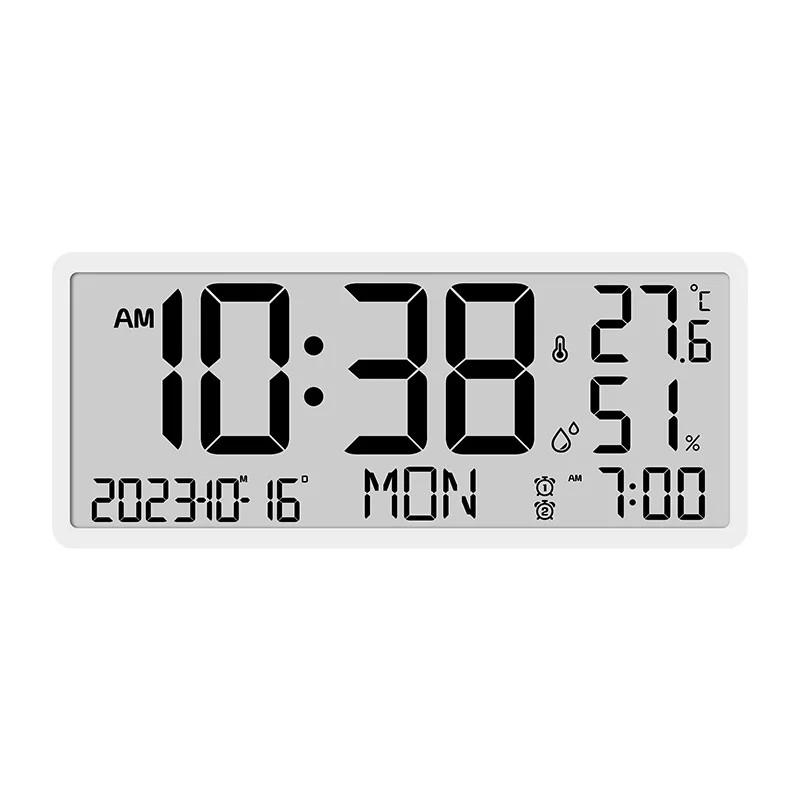 Multifunctional Temperature Humidity Display Simple Morden Style Electronic Clock Household LCD Large Screen Digital Wall Clock белый
