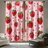 2Pcs Pink Strawberries Print Curtains,suitable for Bedroom,living Room Kitchen Decoration,home Decoration,window Decoration