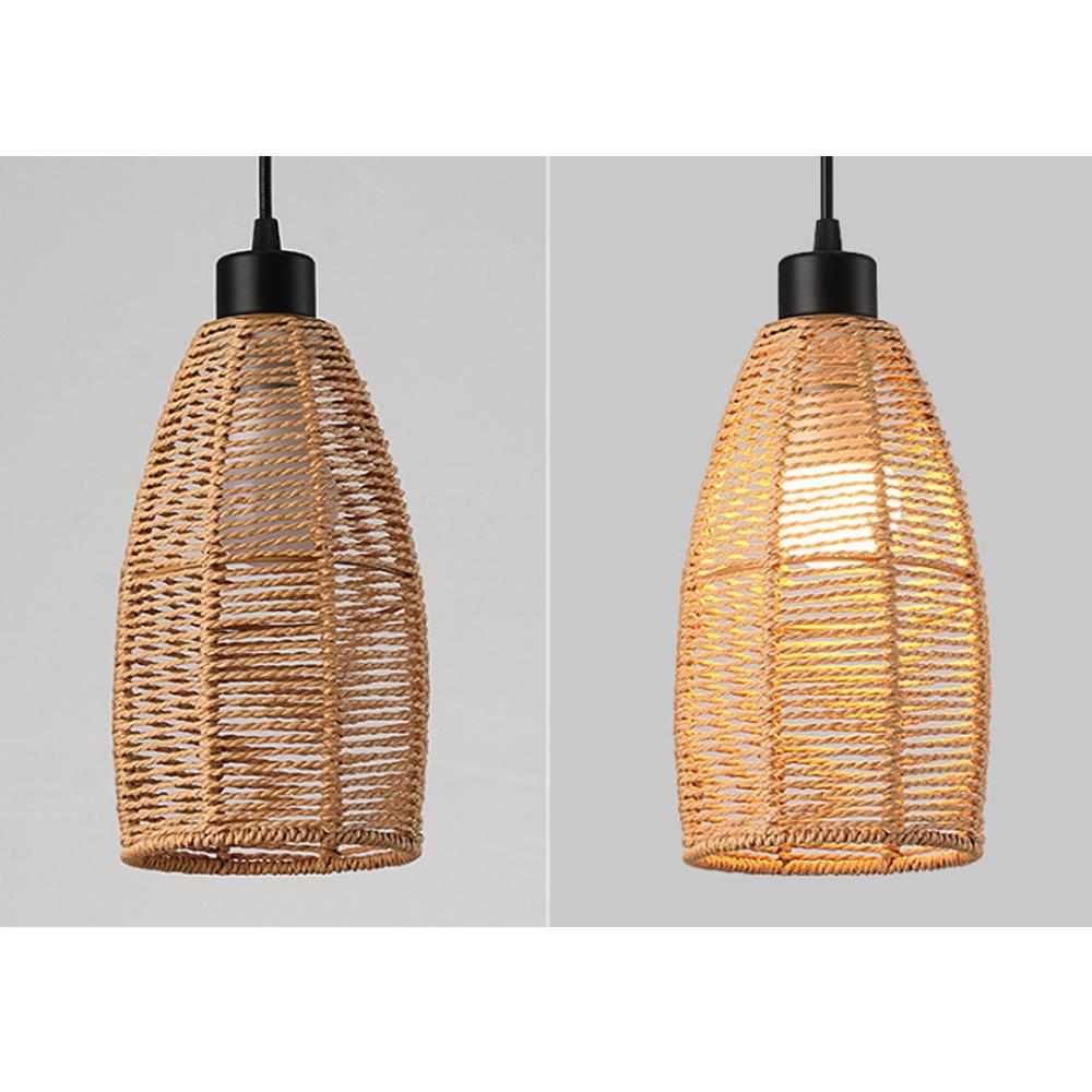 Rattan Chandelier Light Led Light Vintage Boho Style Hanging Light Pendant Lamp for Home Room Decoration Lighting Fixture E27