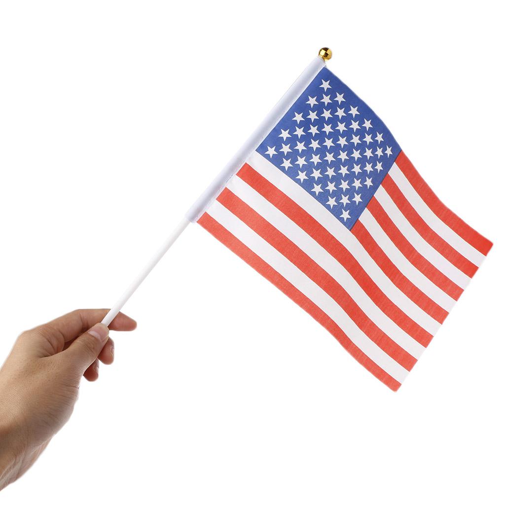 5 st Mini Amerikanska USA Nationalflaggor Handviftande Små för Flaggstänger