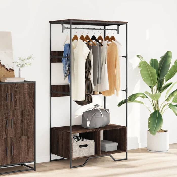 VidaXL Armoire chêne marron 90x50x180 cm bois d'ingénierie, armoire de rangement, organisateur de garde-robe, armoire, 848673
