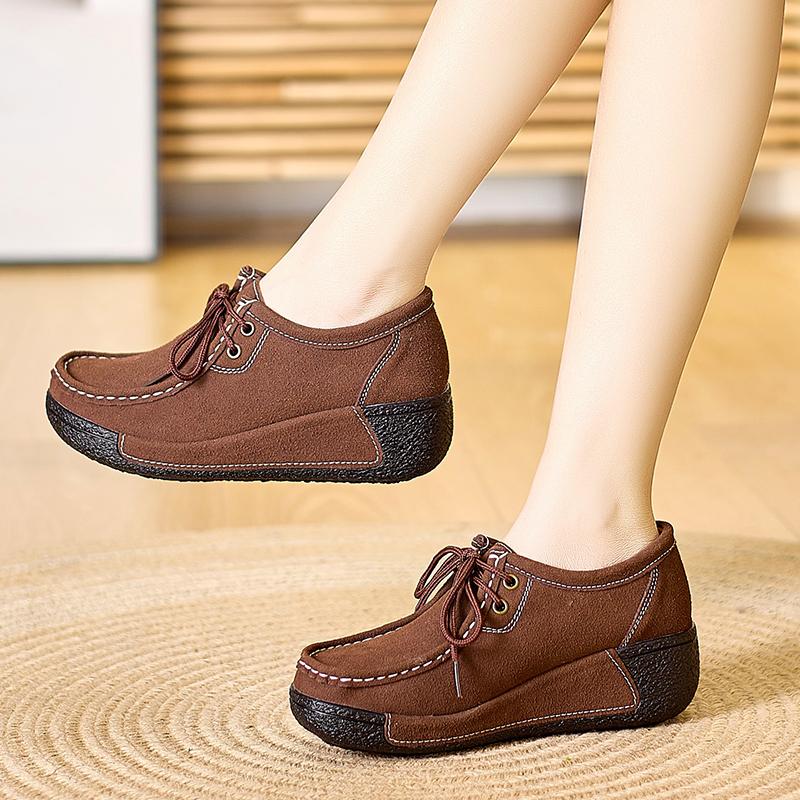 Damskie Mokasyny na Platformie Czarne Buty Codzienne Brązowe Buty Gruba Podeszwa Zwiększające Wzrost Trampki Duży Rozmiar