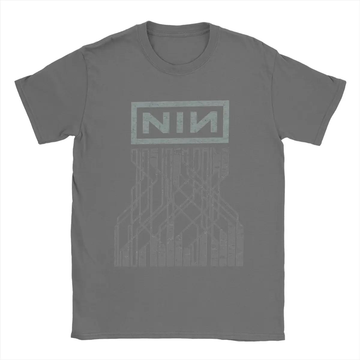 

Футболки Nine Inch Nails NIN, мужские, хлопковые, забавные, с круглым вырезом, футболка с коротким рукавом, большой размер XXL