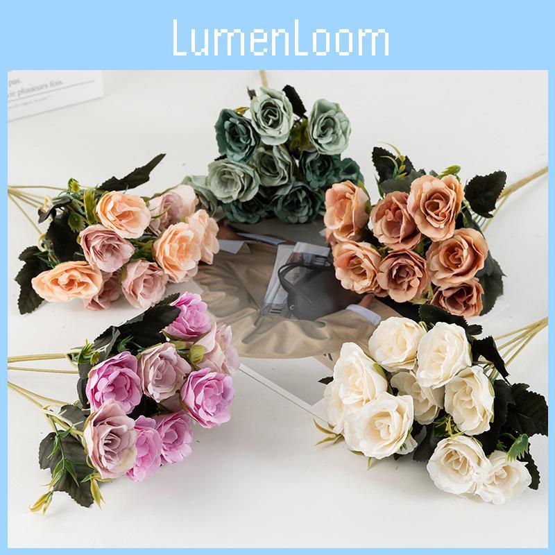 Romantic Rose Flower Bouquet Fake Silk Floral Decor For Wedding And Home