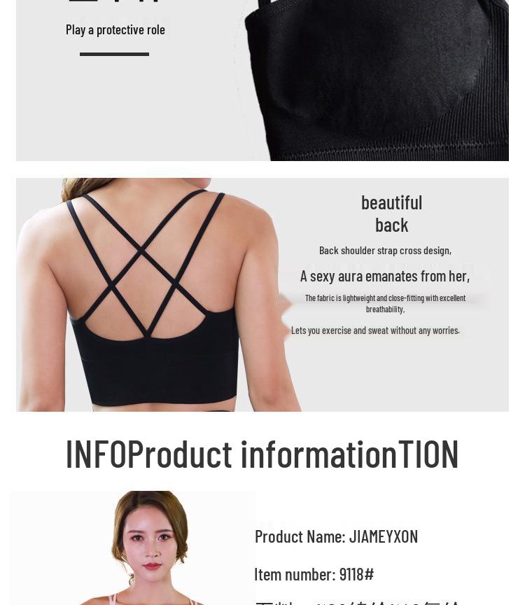 European & American Quick-Dry Cross Back Shockproof Wire-Free Plus Size Yoga Sports Bra for Women