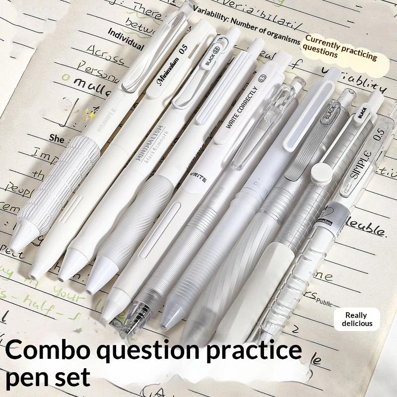 5Pcs Retractable Gel Pen Korean Fashion Simplicity Transparent Writing Pen Quick Drying St/Cs Tip 0.5Mm Black Ink Scrapbook Pen