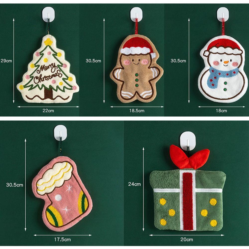 Cartoon Snowman Christmas Hand Towel Absorbent Coral Fleece Wipe Cloth Christmas Decor Quick-drying Kitchen Cleaning Rag