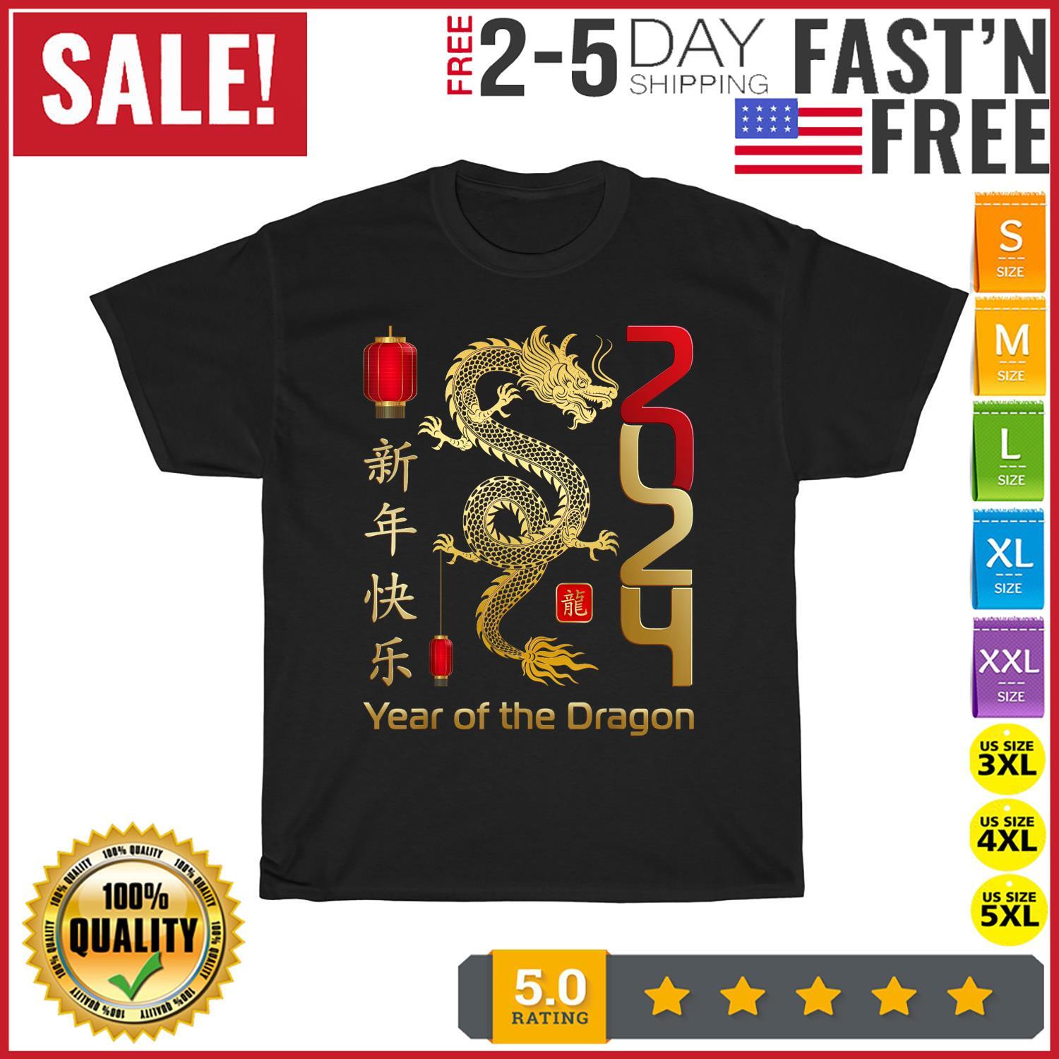 Happy New Year 2024 Lunar New Year Chinese New Year 2024 Of The Dragon T Shirt Mens Womens Tees Top 3XL
