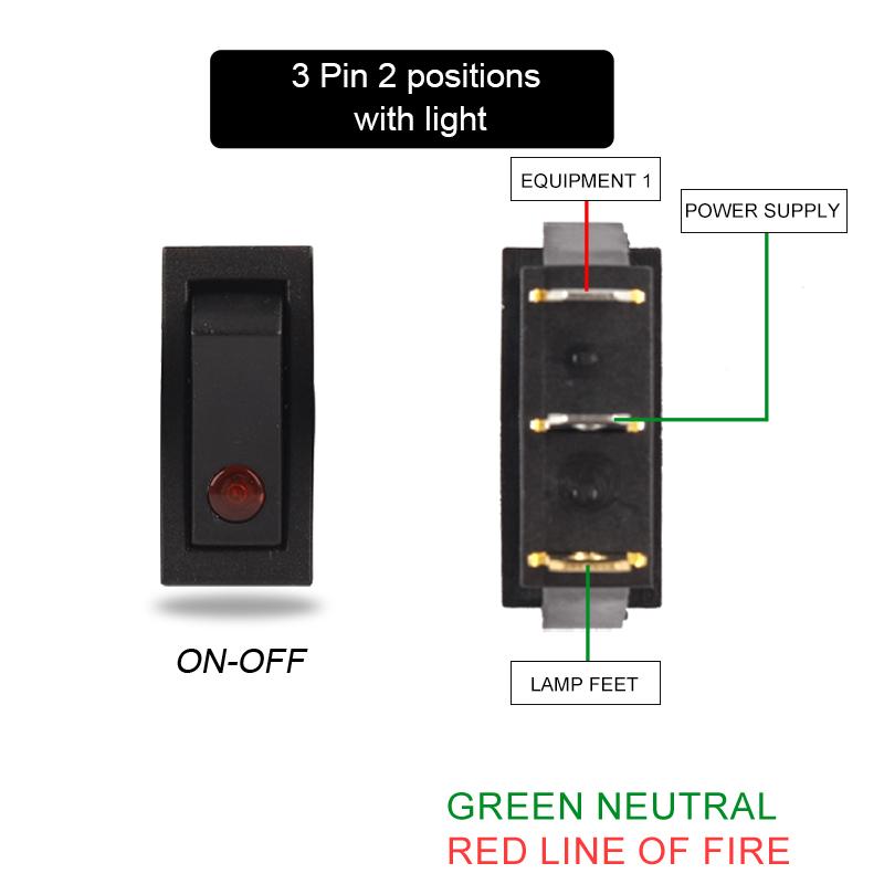 5PCS 3Pin 2 Position Rocker Switch LED Light Button Power Switch 6A/20A 250V/125V  for Car Truck Marine Boat Car Accessories