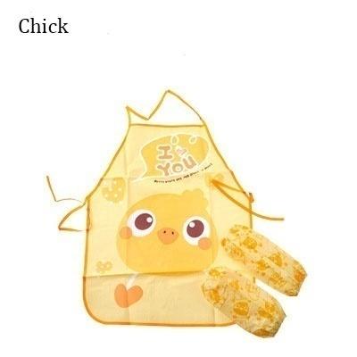 2pc/Set Cute Kids Chef Apron Sets Child Cooking Painting Waterproof Children Gowns Bibs Eating Clothes Drawing for Dinner
