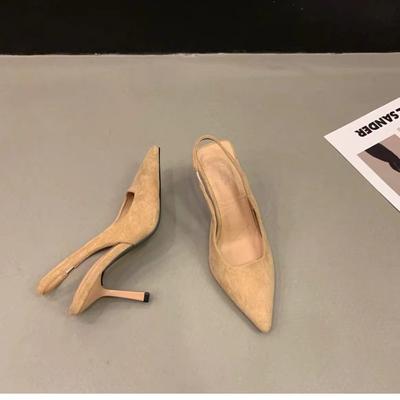 Comfort Shoes for Women 2024 Sandals Clear Heels Suit Female Beige New High Black Retro Girls Low Closed Summer Pointed