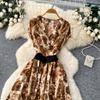 Commute Sleeveless Printed Dress Women Spring New High Waist Slim A Line Long Dress Luxury Design Sense