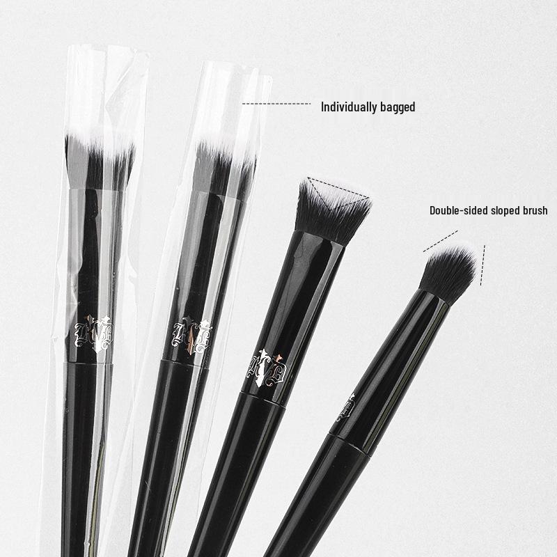 Dual-Sided Sloped Concealer & Powder Brush: Portable Multi-Use Tool for Eyeshadow, Blush, and Foundation.