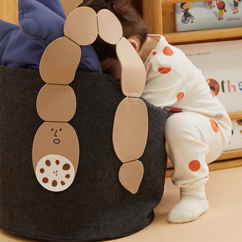 1pc Large Capacity Home Storage Box, Laundry Bin, Felt Storage Basket, Children's Plush Toy Storage Bucket