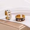 Evil Eye Enamel Ring - Retro Ethnic Style In Black & White, Stainless Steel