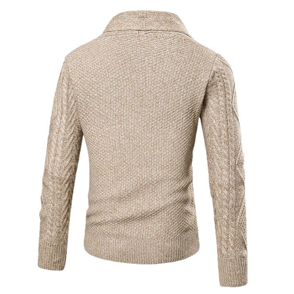 Men's Solid-Color Slim-Fit Thickened Cable-Knit New Cardigan Coat