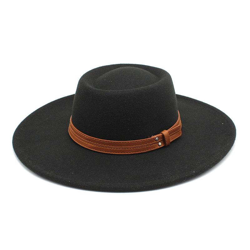 Solid Color Wool 9.5Cm Brim Men'S And Women'S Warm Outdoor Elliptical Concave Convex Torus Top Hat