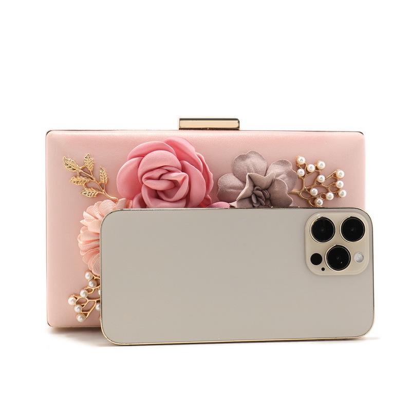 Luxury Elegant Evening Bag for Women Flower Wedding Evening Clutch Purse Bride Floral Clutch Bag Chain Shoulder Crossbody Bags