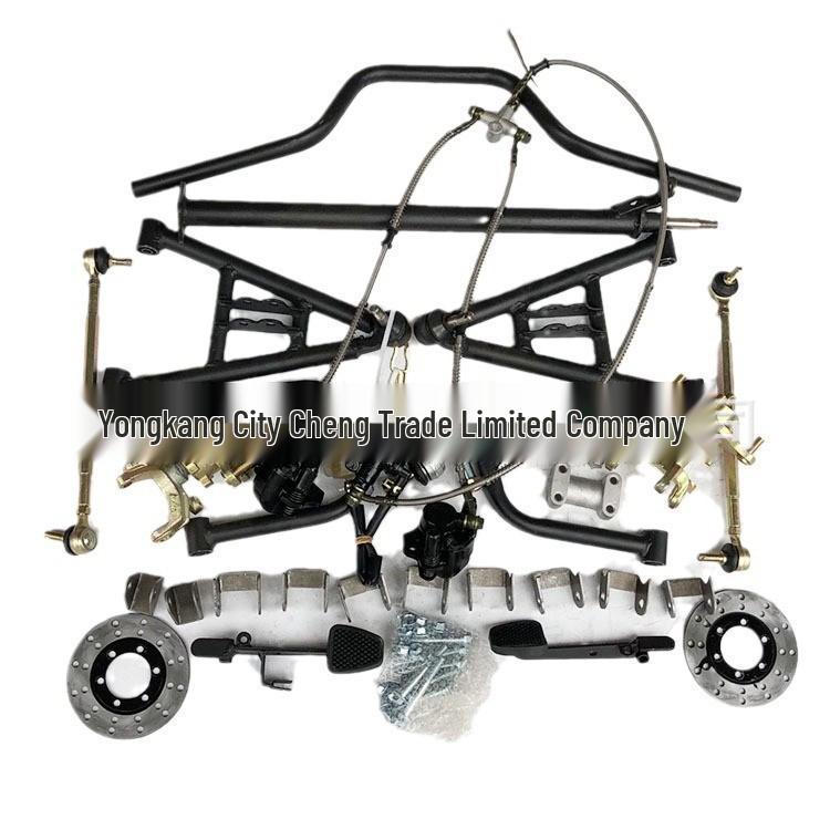 Custom Go-Kart Front Suspension Kit with Steering Wheel, Knuckle Arm, Rocker Arm, and Disc Brake