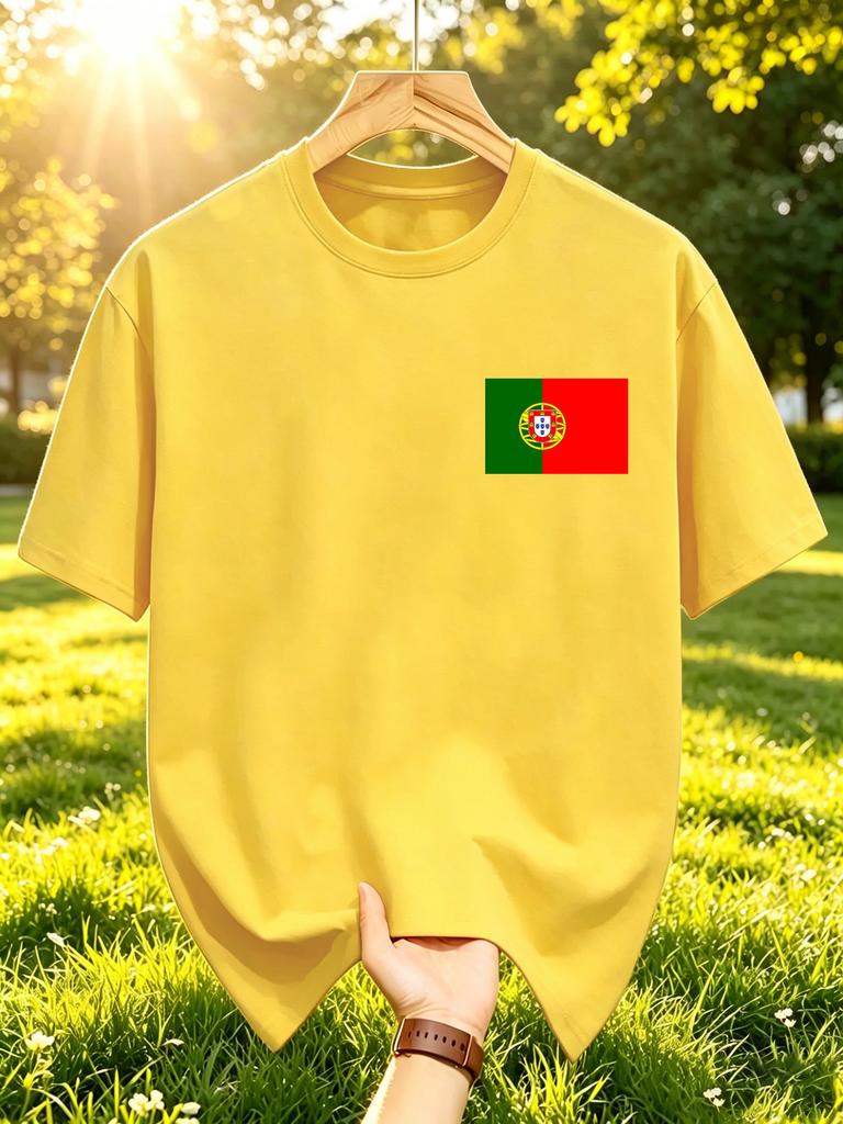 Portugal Flag Print Tshirt Unisexs Cotton Crewneck T Shirts Summer Oversized Sportswears Y2k Casual Running Short Sleeve