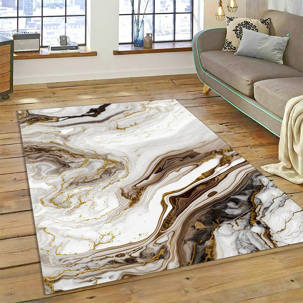 3D Barevná Mramorová Mapa Světa Modrá Zelená Zlatá Koberec Kobereček pro Domov Obývací Pokoj Ložnice Pohovka Rohožka Dekor, Dětský Koberec Protiskluzová Podložka
