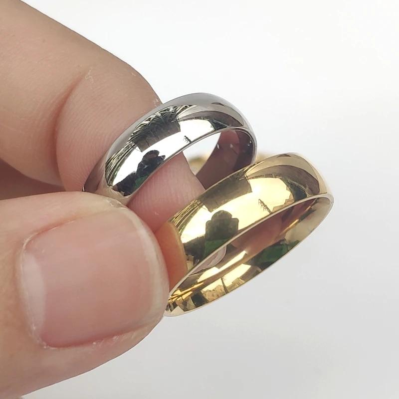 Stainless Steel Smooth Cambered Ring Steel Color 6mm Wide Simple Geometric Type Mens Ring  Gold Rings for Women Jewellery