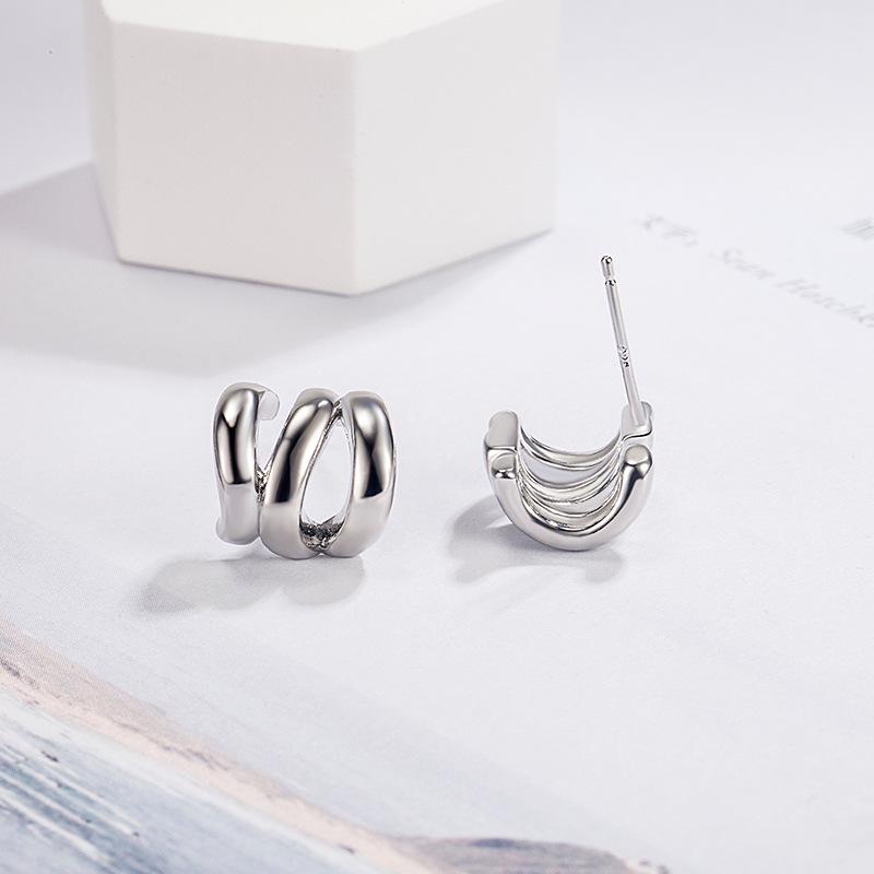 High-End Three-Layer Metal Circle Stud Earrings: Unique, Trendy Design for Women, 2022