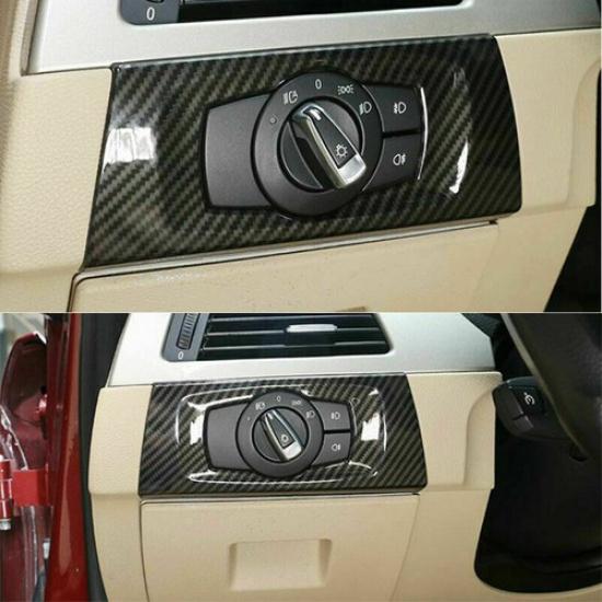 Carbon Frame Fiber Switch Headlight Trim Cover For BMW3 Series E90 E92 E93 05-12