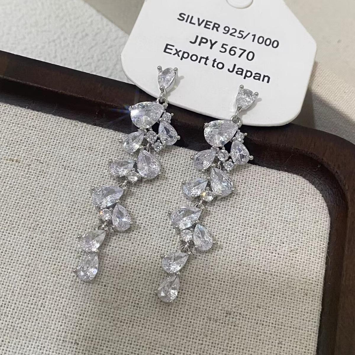 French Style Zirconia Tassel Earrings: Elegant Water Drop Design with Exquisite, Fashionable Studs