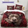 Pitbull and roses Pattern Bedding Home Decoration Birthday Gift (1 * duvet cover + 2 * pillowcase, without core)