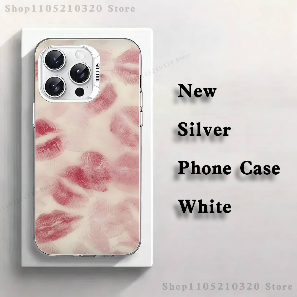 Valentines Wine Red Lip Print Phone Case For iPhone 17,16,15,14,13,12,11,Pro,XS,Max,Plus,Mini,SE4,E white Matte Shockproof Cover