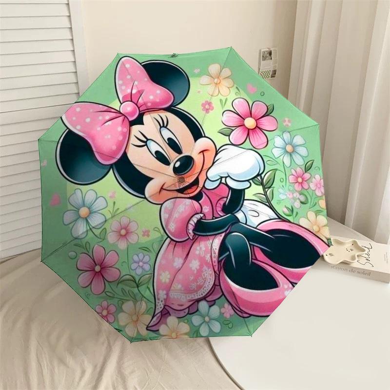 

1PC Minnie Mouse flowers Automatic Open/Close Umbrella with Windproof, 8-Rib Sturdy Canopy, Durable Ribs, Fashionable Design, Outdoor Accessory, Fun P