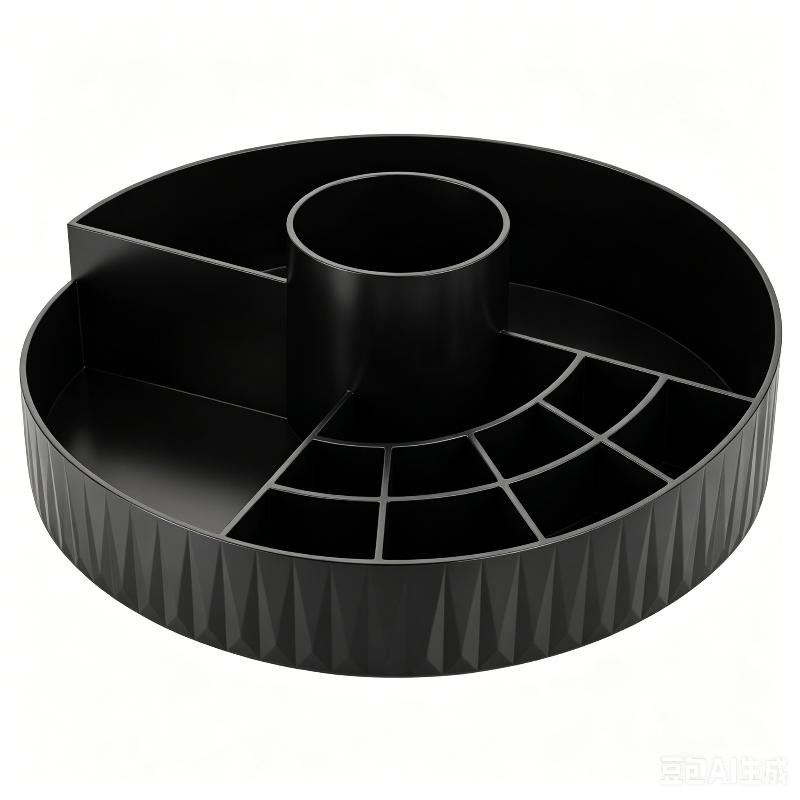 360° Rotating Makeup Organizer Multi-compartment Cosmetic Storage Box for Bedroom Dresser Bathroom Use чёрный