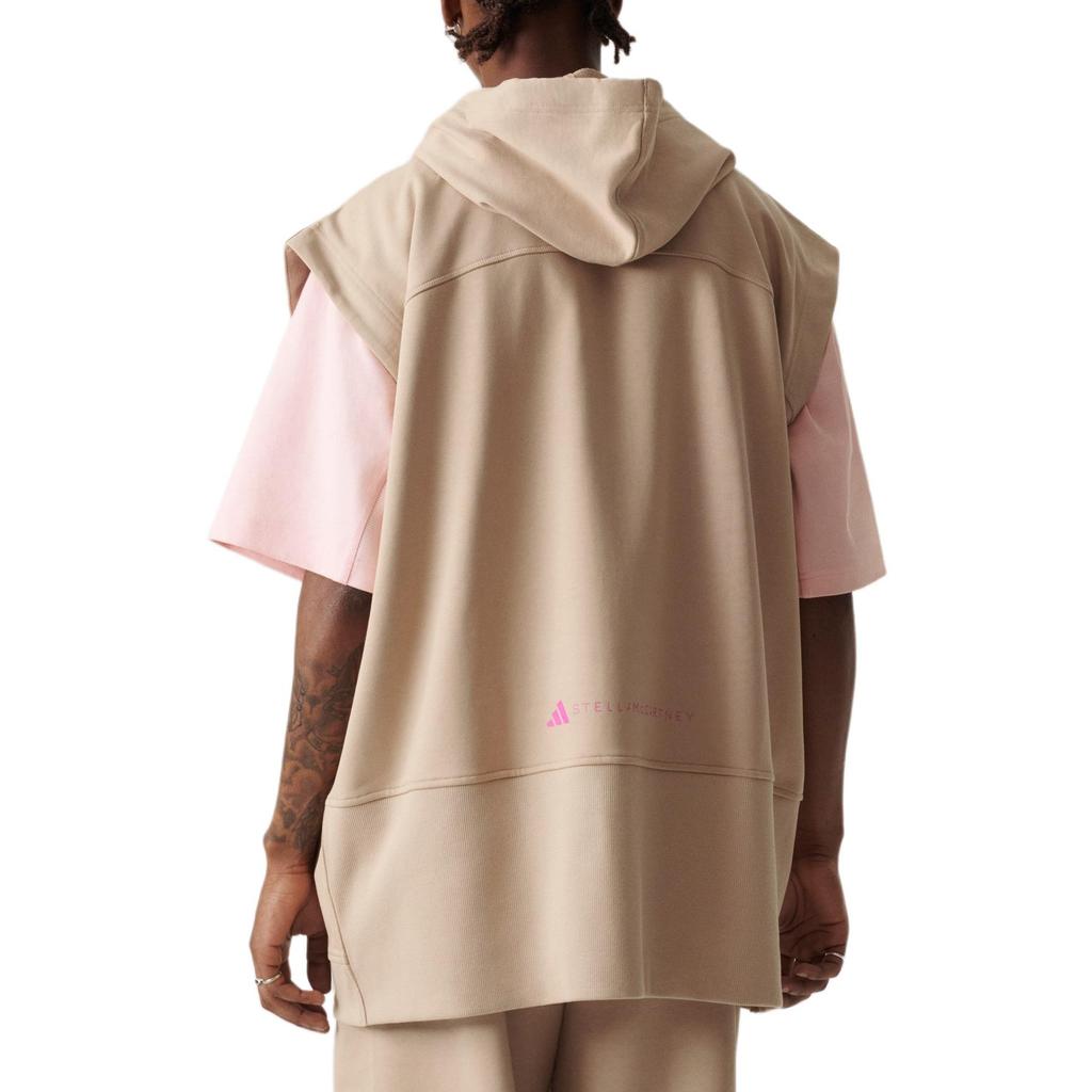 adidas X Stella McCartney Letter Print Zip-Up Sleeveless Hoodie Unisex Tops Magic-Light-Brown IA7717