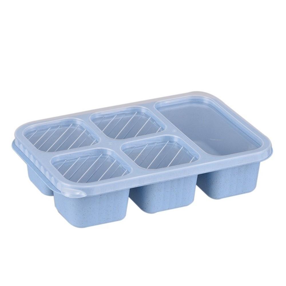 New 5 Compartments Serving Tray with Lid Fresh-keeping Wheat Straw Lunch Box Leak-Proof Food Storage Box Lunch Carrying