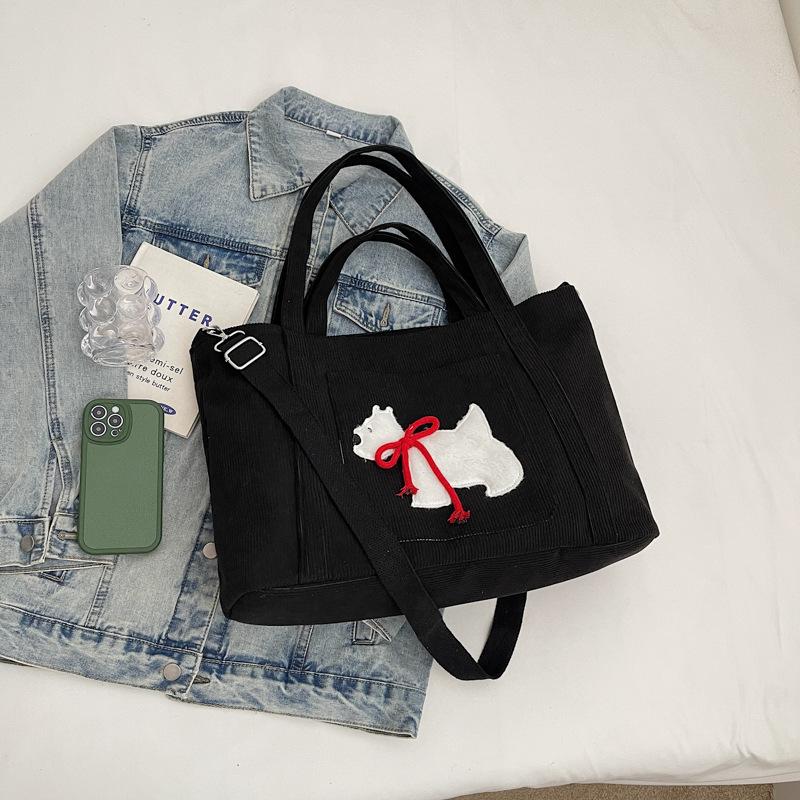 

Новая сумка-тоут с мультяшным принтом, в ленивом стиле, универсальная, большой вместимости. чёрный