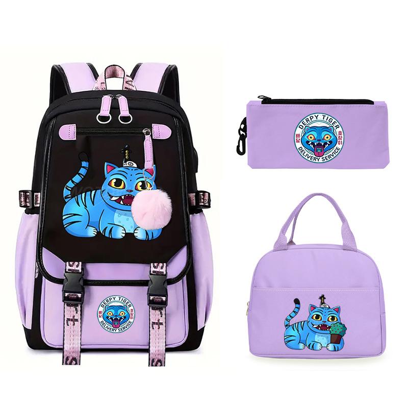 The Witch Hunter Girl Group Has the Same Peripheral Cartoon Korean Version Schoolbag Set, Cross-border Campus Trend, Primary and Secondary School