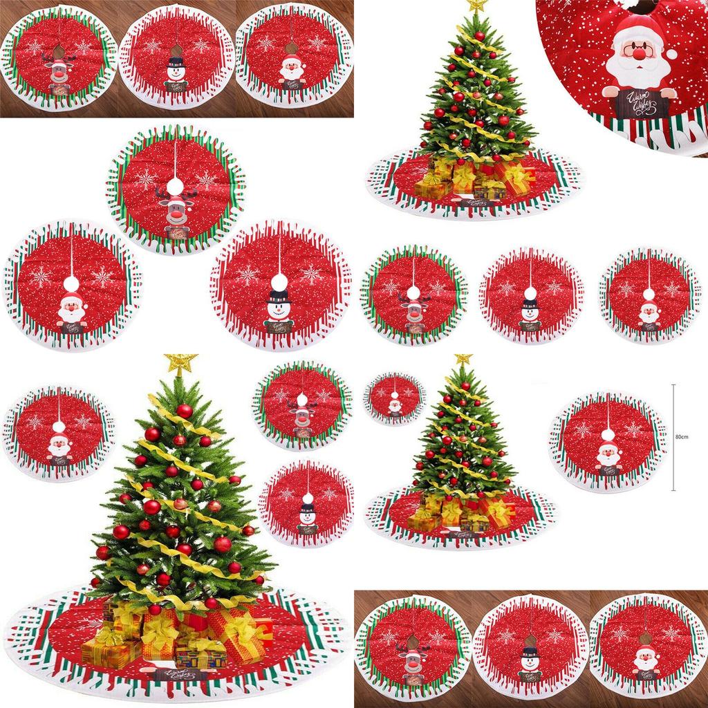 Eleganter Vlies Weihnachtsbaumrock 80cm Mit Weihnachtsmann Rentier Schneemann Mustern