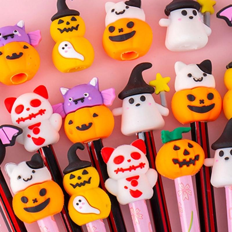 10Pcs Christmas Halloween Pencils Tip Caps Silicone Pencil Protectors for Children Students Adult and Professional