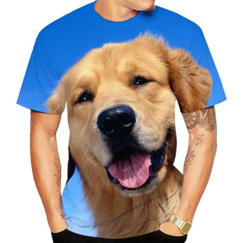 Animal Cute Golden Retriever 3D Print T-Shirts Summer Men Women Short Sleeve T Shirt Oversized Harajuku Tees Tops Kids Clothing