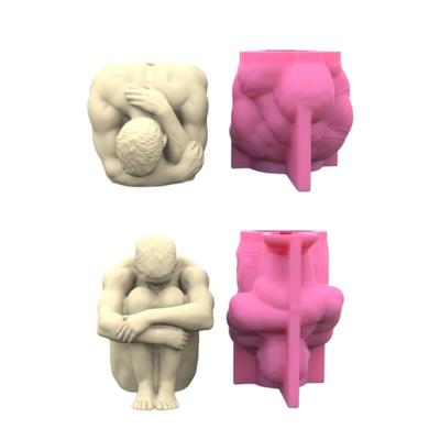 Candles Holder Resin Mold,Gypsum Flower Pot Silicone Molds Yoga-man Epoxy Resin Casting Mold for DIY Jewelry Storage Box