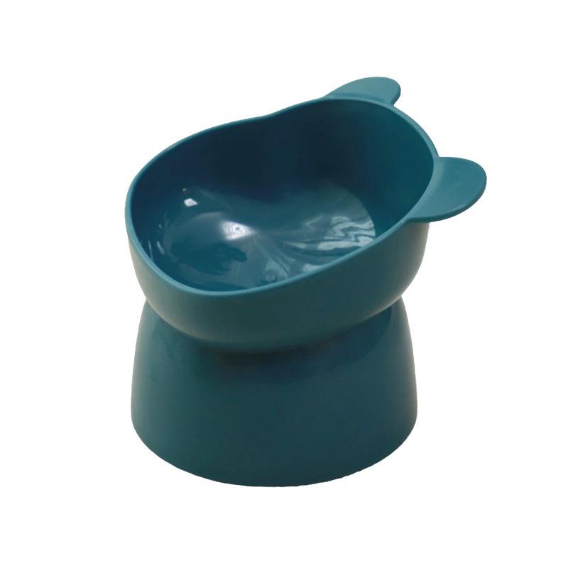High-Foot Cat Bowl: Non-Slip, Anti-Tip, Slanted Design for Pet Neck Protection.