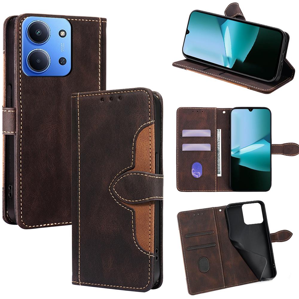 Leather Case for Xiaomi Redmi 15C 4G (EU) (173mm)/15C 5G (EU) (173mm)/Poco C85 4G (173mm) Wallet Phone Cover with Straw Hat Magnetic Clasp