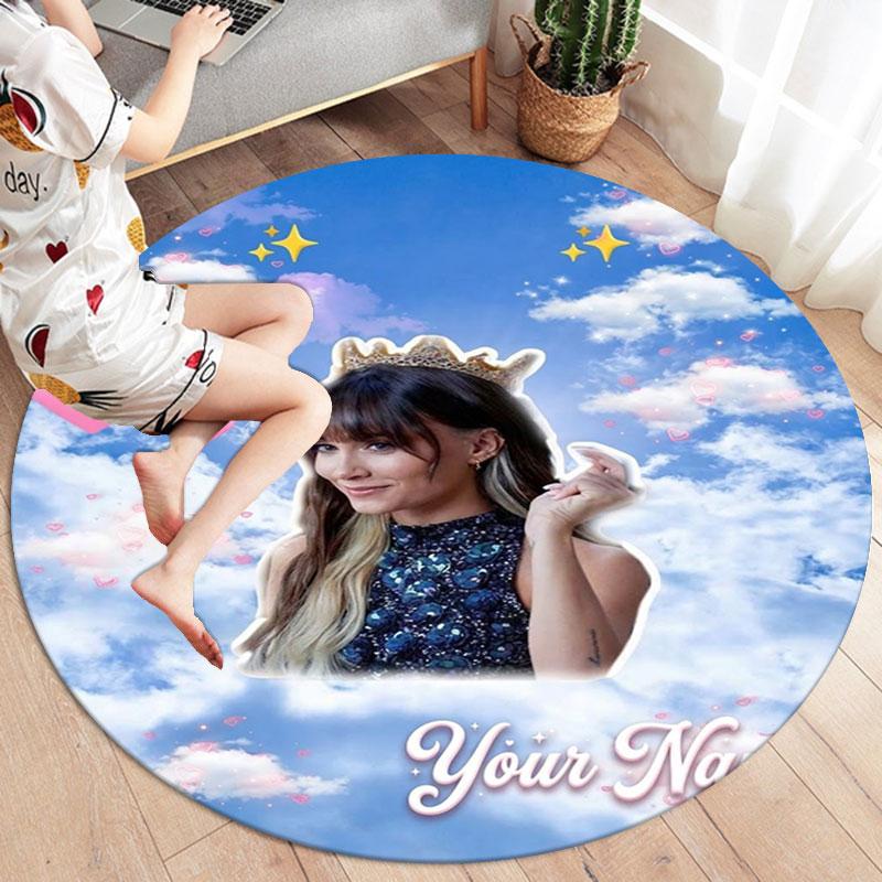 Aitana Custom Name Round Area Rug,Carpet Rug for Living Room Bedroom Sofa Playroom Decor,Non-slip Floor Mat