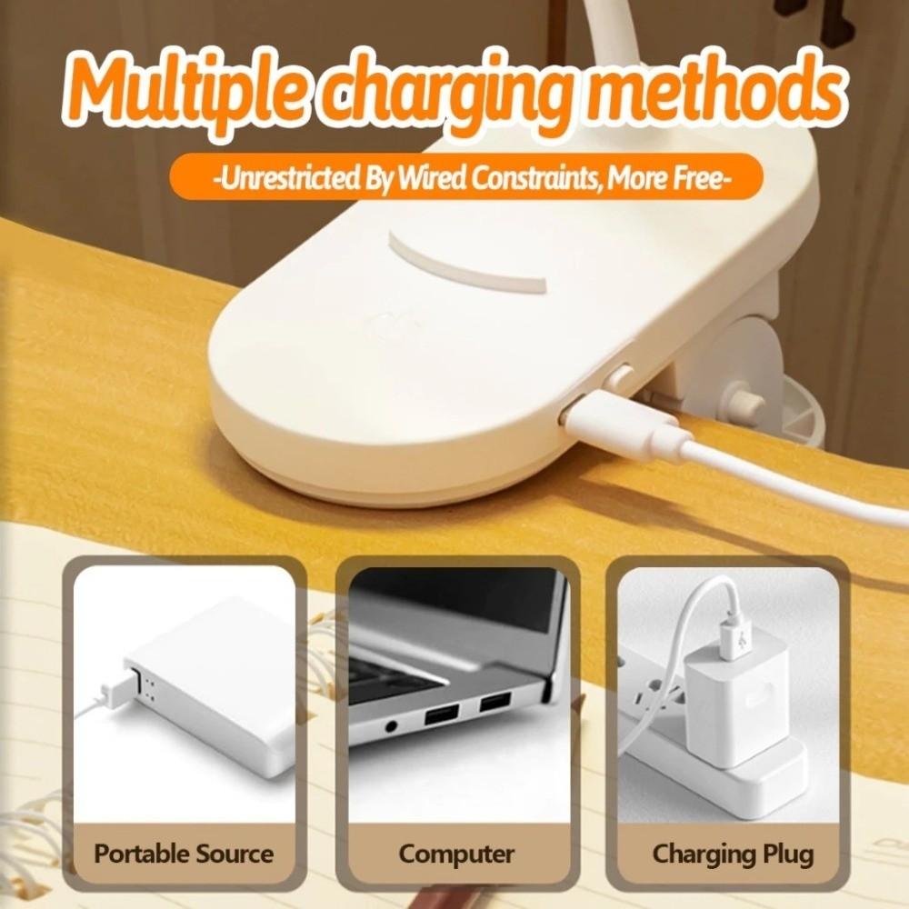 Flexible Bedroom Table Lamp Touch Dimming Reading Lamp with Clip Clamp Night Light School/Office
