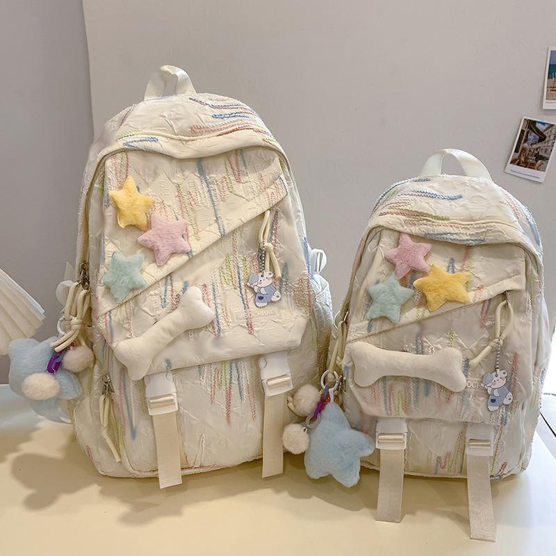 Schoolbags for Children Elementary School Students  Girls with High Looks  Ins Splicing Junior High School Students with High School Backpacks