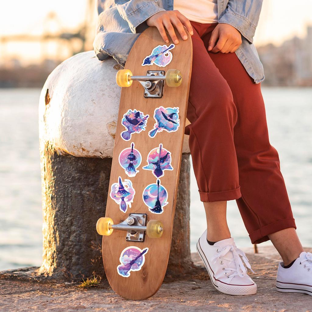 50 Magic Broom Graffiti Stickers Car Mobile Phone Suitcase Decoration Stickers Waterproof Creative Children's Stationery Stickers