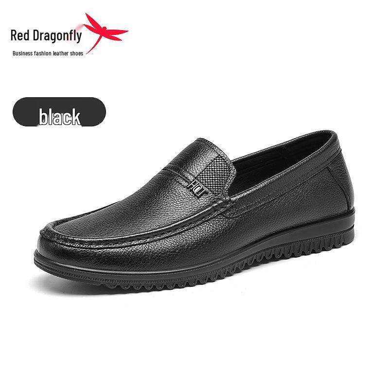Red Dragonfly Men s Genuine Leather Slip-On Moccasins - Soft Sole Business Casual Driving Shoes Size 44 чёрный